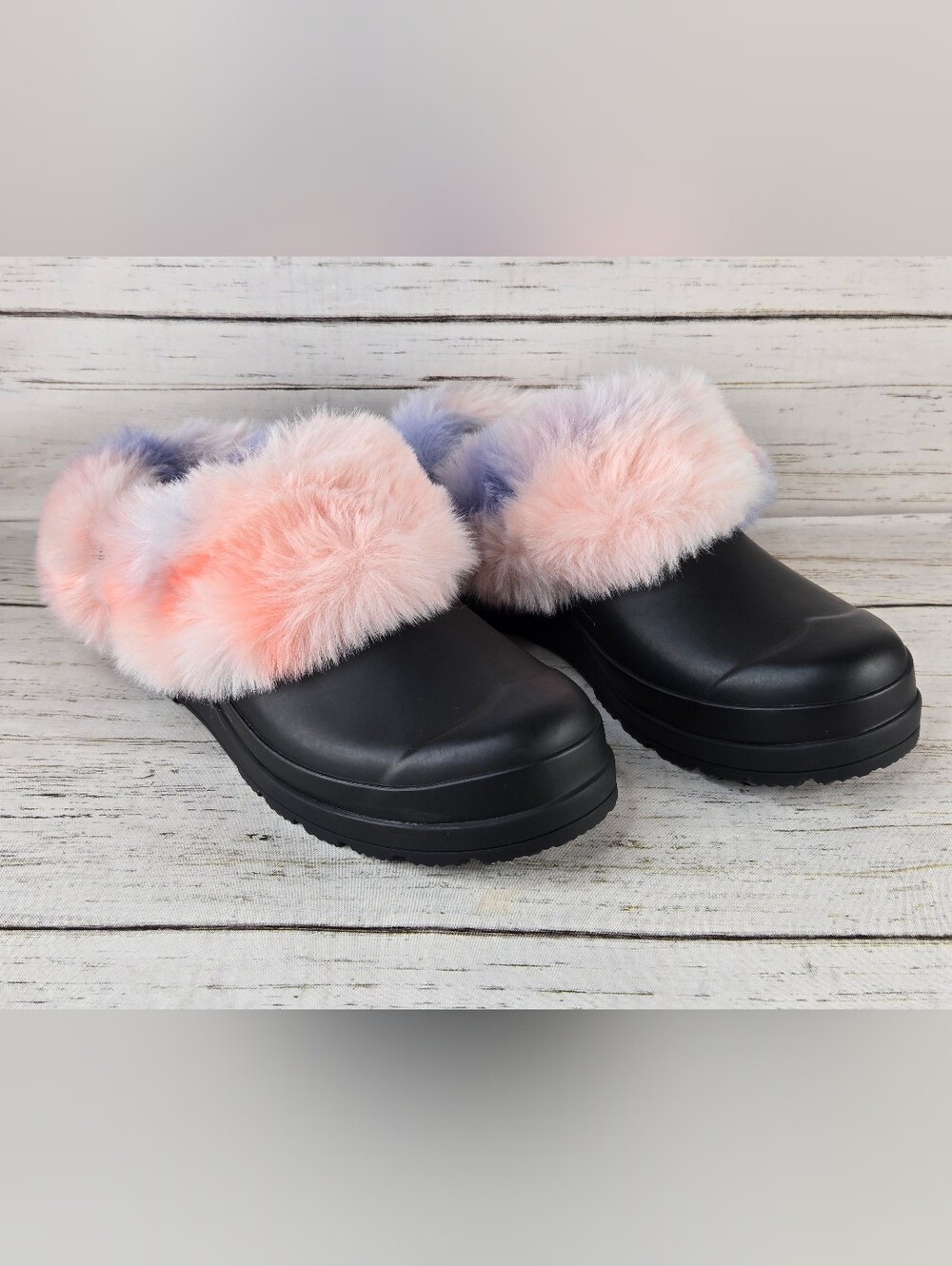Hunter Faux Fur Tie Dye Rubber Slip-On Clogs Women's Size 6